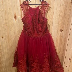 ModCloth Chi Chi Tea Dress Red Lace Size 14